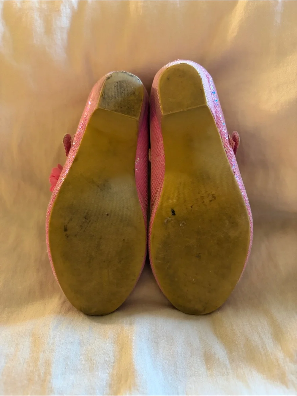 Girls Pink Sparkle Mary Jane Dress Shoes with Flower Strap